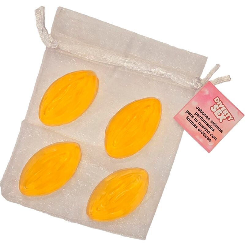 DIABLO PICANTE – 4 MINI VAGINA SHAPED SOAPS YELLOW