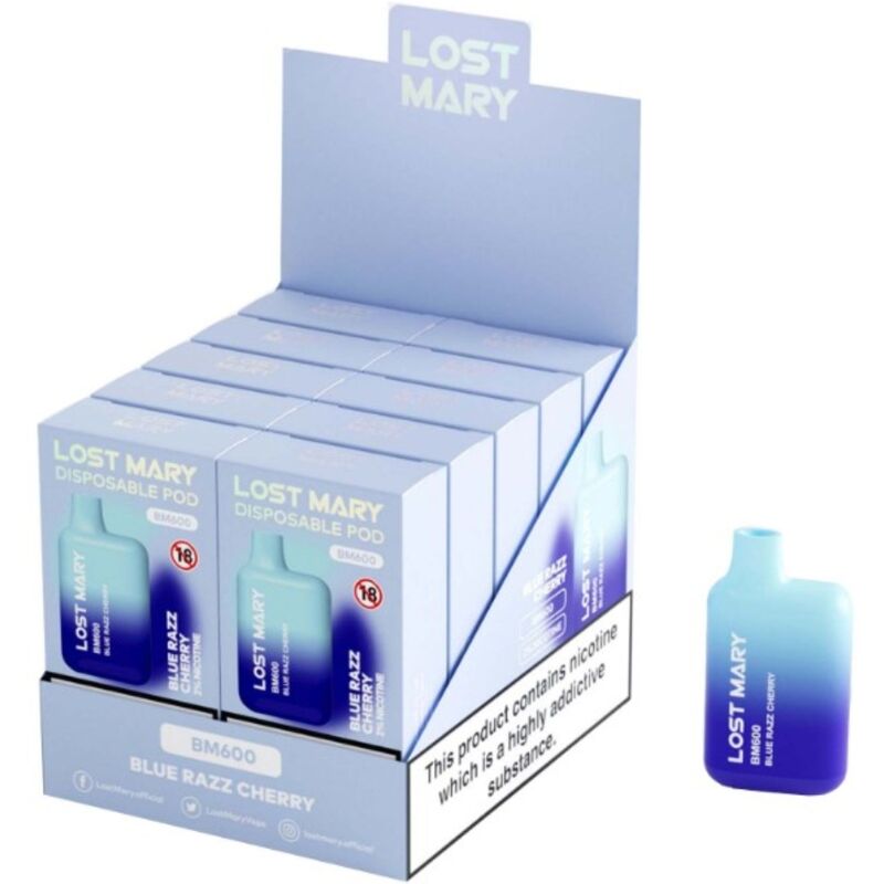 LOST MARY – BM600 NICOTINE VAPER 2% DISPOSABLE BLUE RAZZ CHERRY