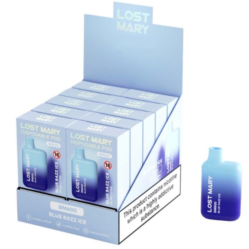LOST MARY – BM600 NICOTINE VAPER 2% DISPOSABLE BLUE RAZZ ICE