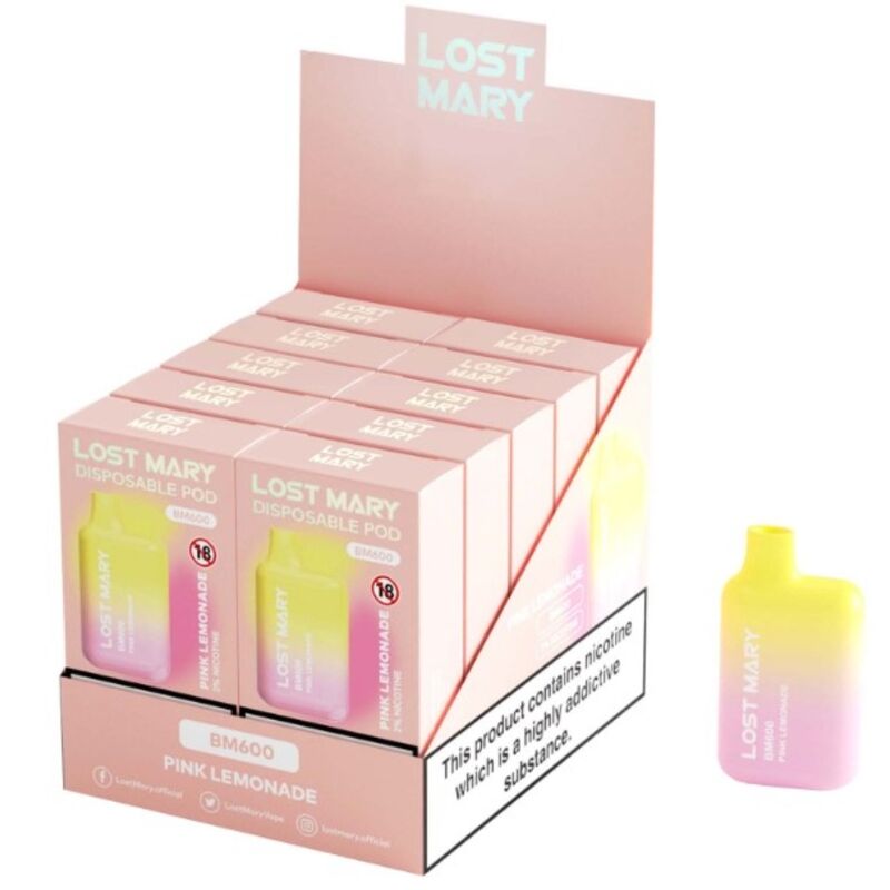 LOST MARY – BM600 NICOTINE VAPER 2% DISPOSABLE PINK LEMONADE