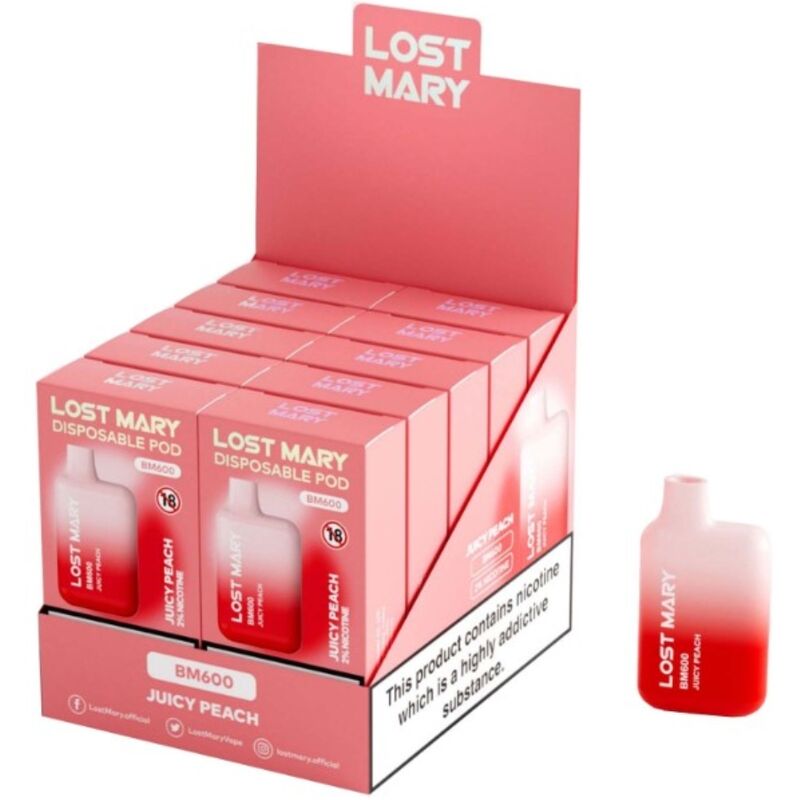 LOST MARY – BM600 NICOTINE VAPER 2% DISPOSABLE JUICY PEACH
