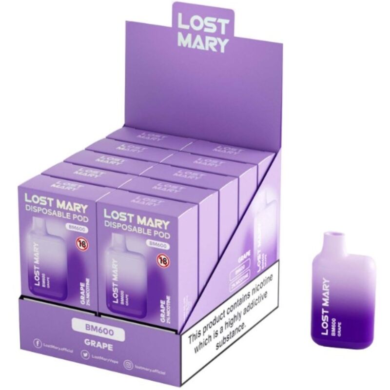 LOST MARY – BM600 NICOTINE VAPER 2% DISPOSABLE GRAPE