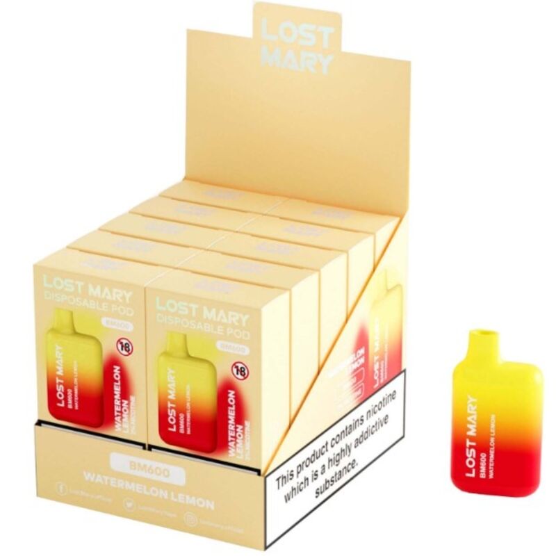 LOST MARY – BM600 NICOTINE VAPER 2% DISPOSABLE WATERMELON LEMON