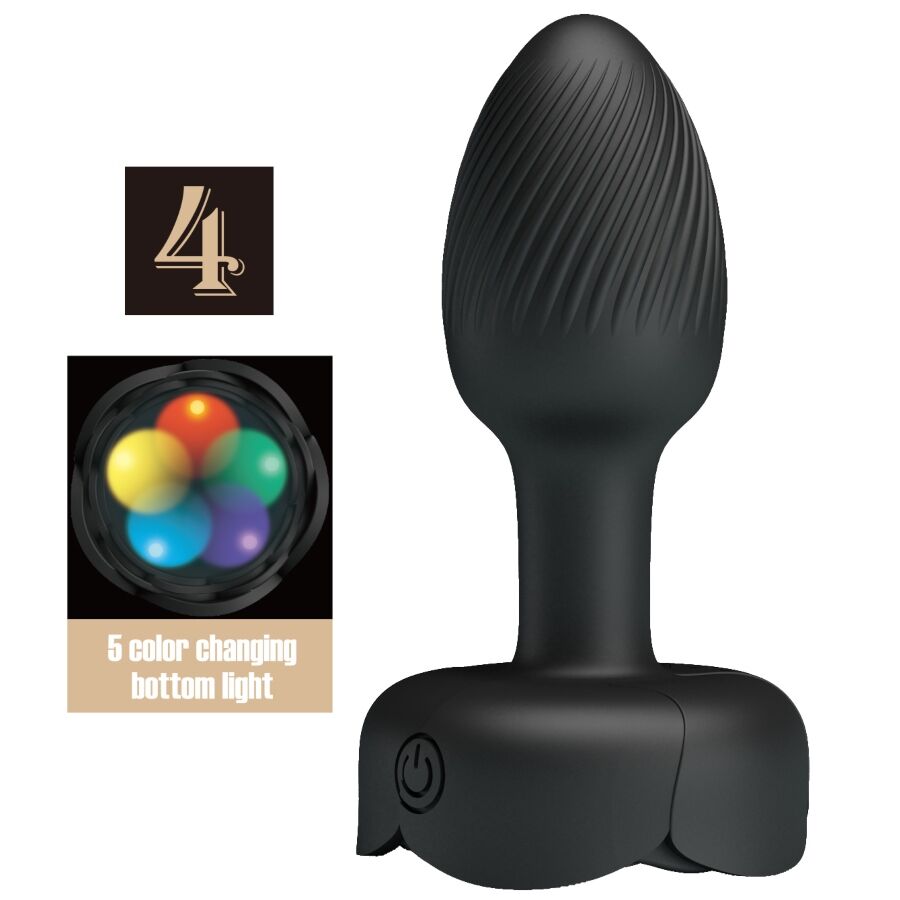 PRETTY LOVE – OLMAN ANAL PLUG WITH  LED LIGHT BLACK 8.8 CM