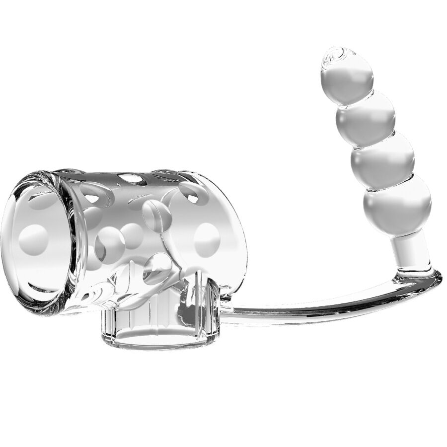 PRETTY LOVE – PENIS SLEEVE WITH ANAL PLUG TRANSPARENT