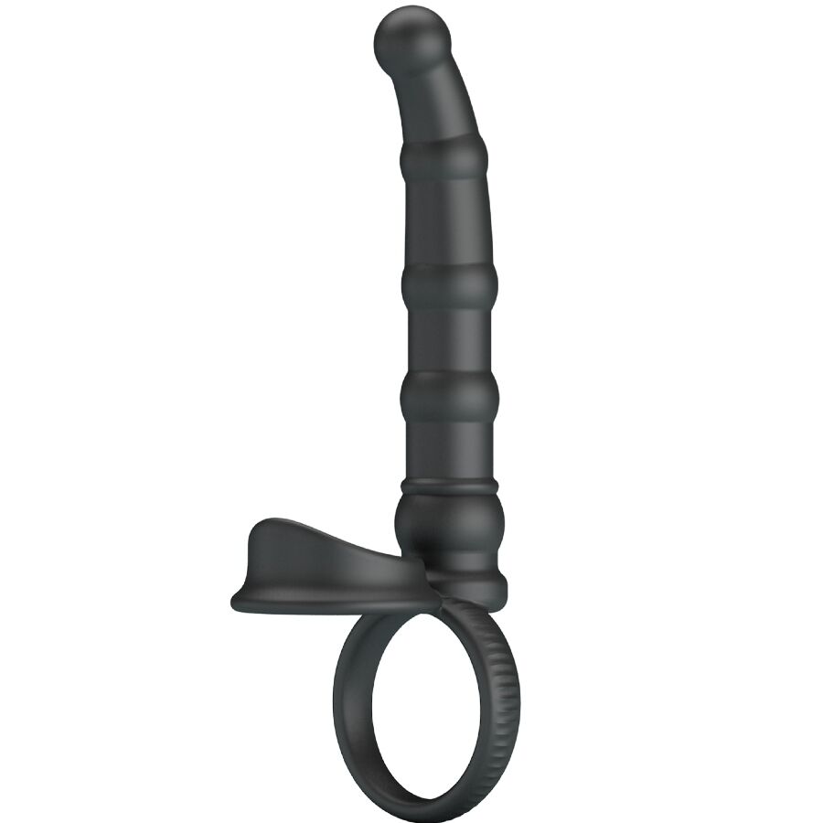 PRETTY LOVE – TATUM VIBRATING PENIS RING WITH PLUG 10 VIBRATIONS BLACK