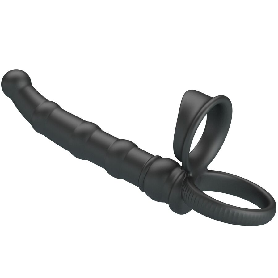 PRETTY LOVE – TATUM VIBRATING PENIS RING WITH PLUG 10 VIBRATIONS BLACK