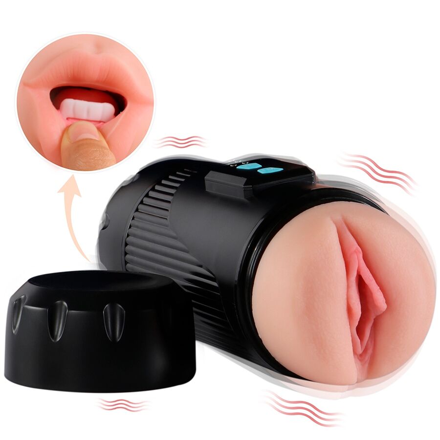 SHEQU – KAY DOUBLE MASTURBATOR WITH DUAL MOUTH AND VAGINA VIBRATION