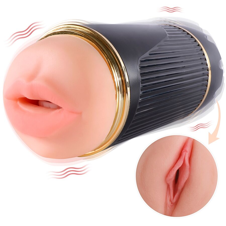 SHEQU – KAY DOUBLE MASTURBATOR WITH DUAL MOUTH AND VAGINA VIBRATION
