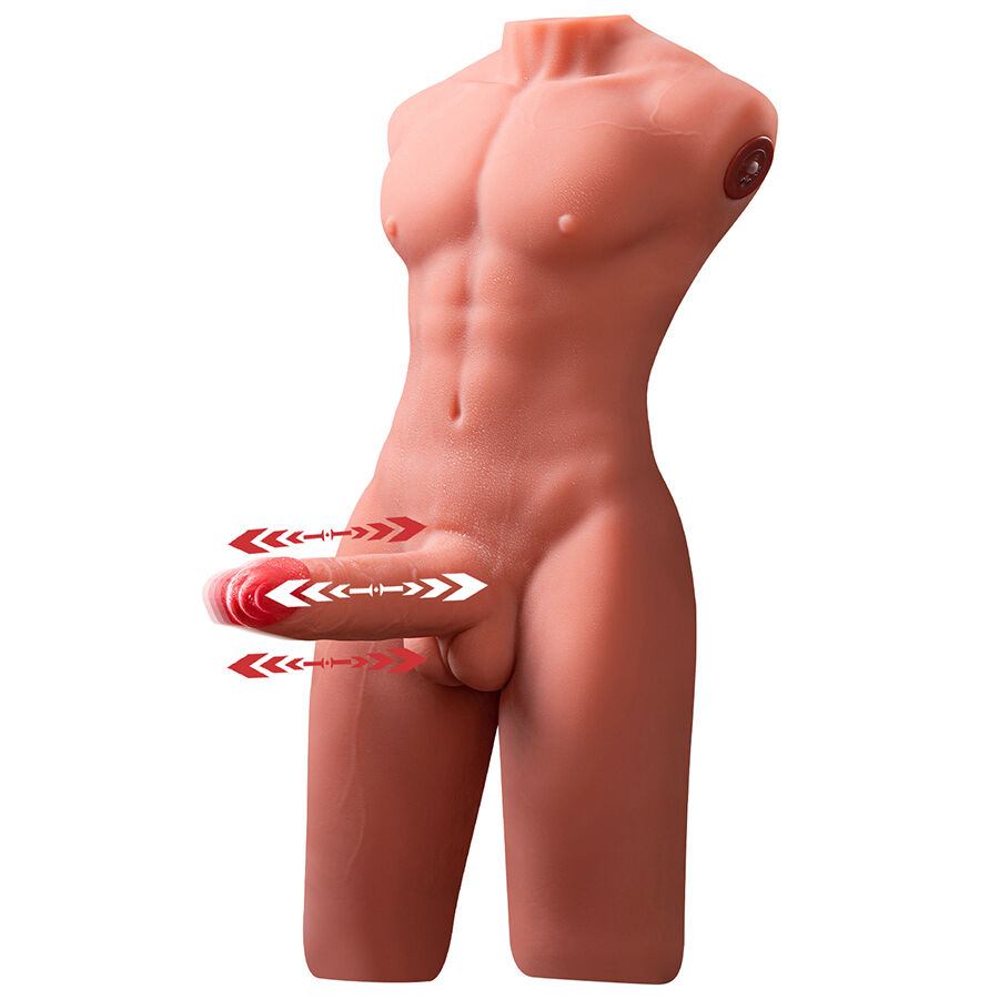XISE – JASON HALF BODY REALISTIC MALE TORSO WITH THRUSTING AND VIBRATION 55 CM