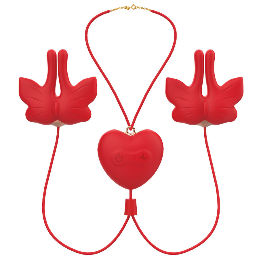 ARMONY - MAGNETIC NIPPLE CLAMPS WITH VIBRATION BUTTERFLY SHAPE RED - Image 3