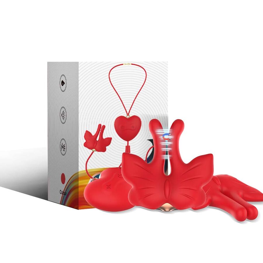 ARMONY – MAGNETIC NIPPLE CLAMPS WITH VIBRATION BUTTERFLY SHAPE RED