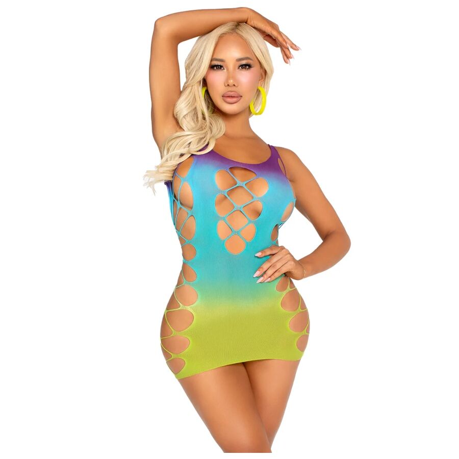 LEG AVENUE – SEAMLESS MINI DRESS WITH OPENINGS OCEAN