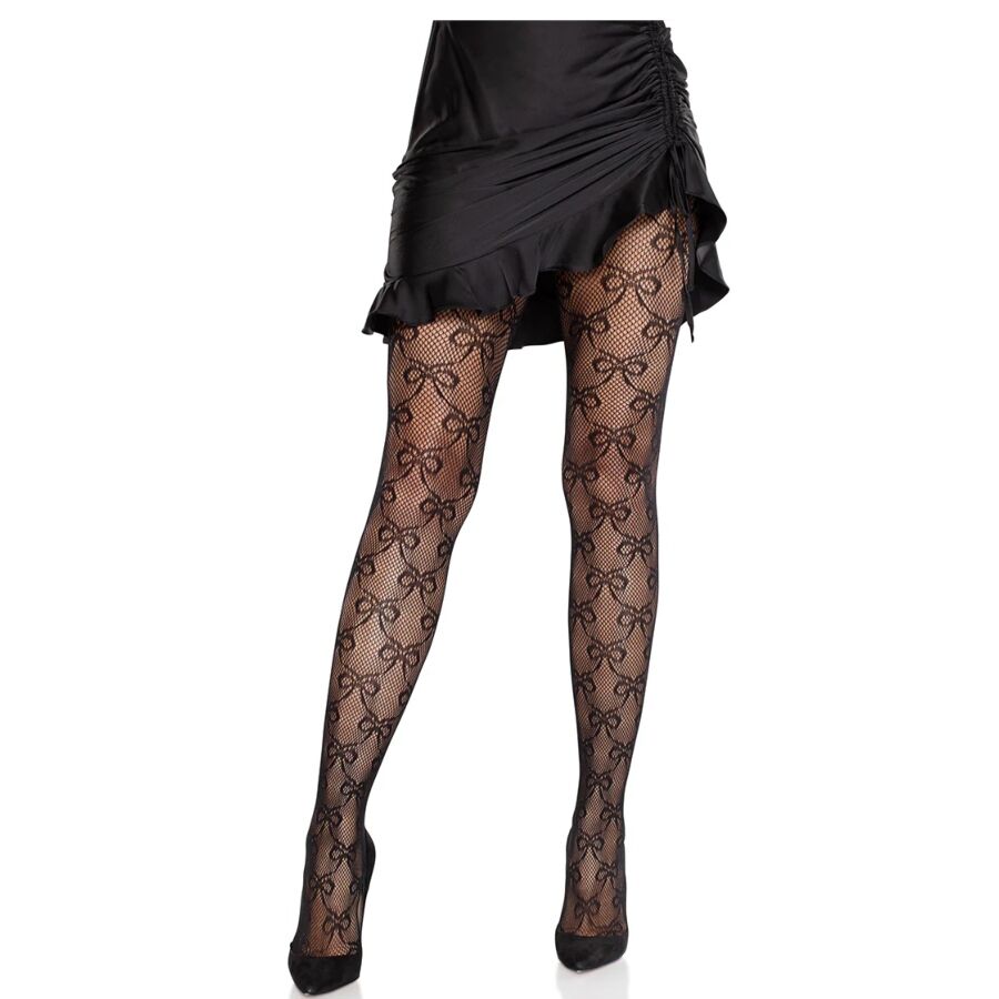 LEG AVENUE – FISHNET TIGHTS WITH BOW BLACK