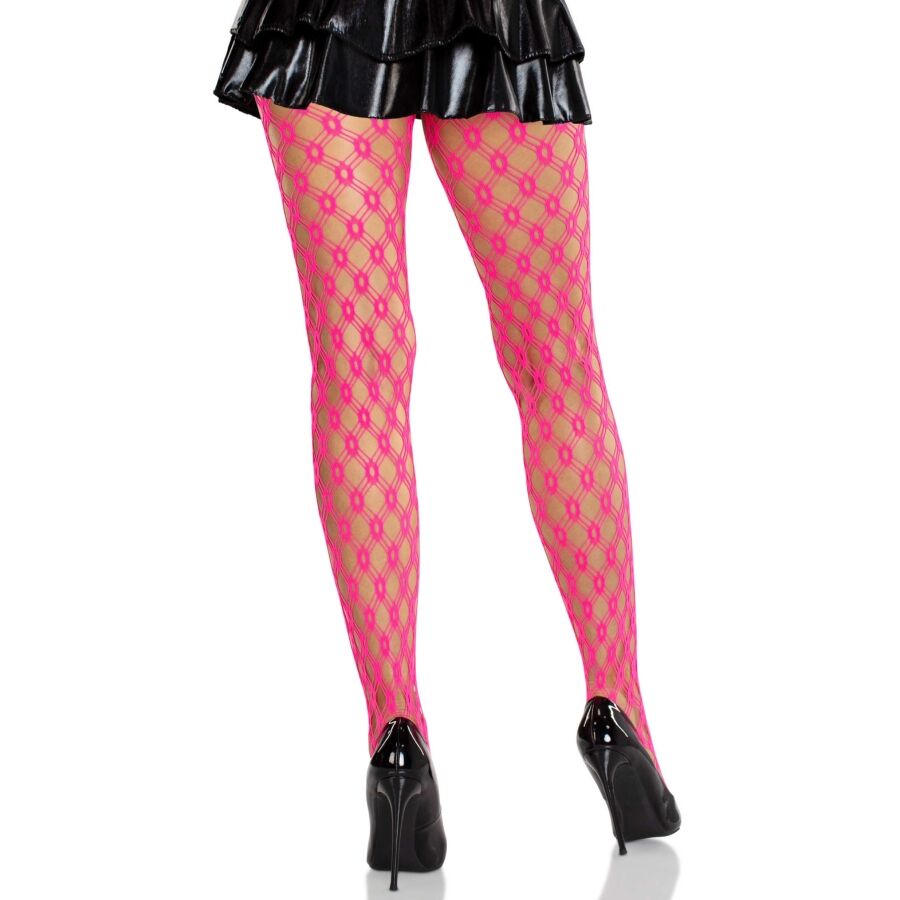 LEG AVENUE – LACE TIGHTS WITH EYELETS NEON PINK
