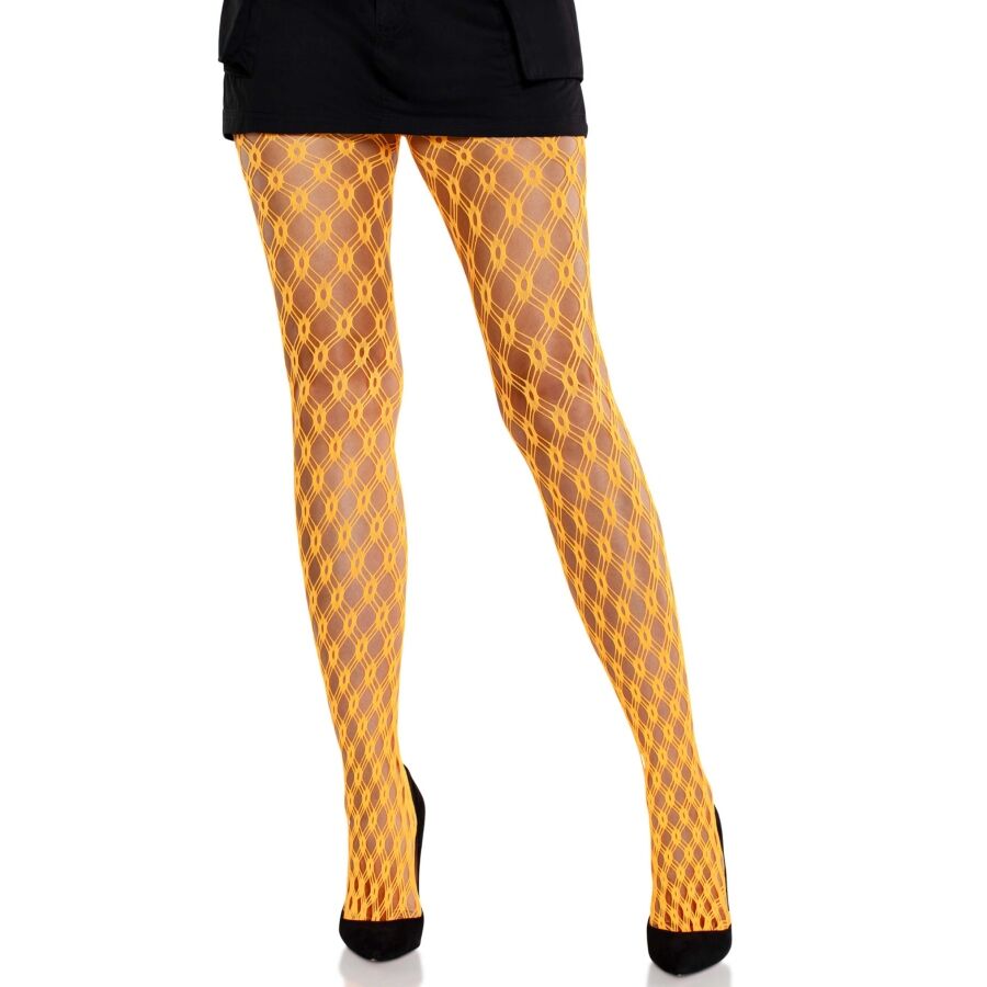 LEG AVENUE – LACE TIGHTS WITH EYELETS NEON ORANGE
