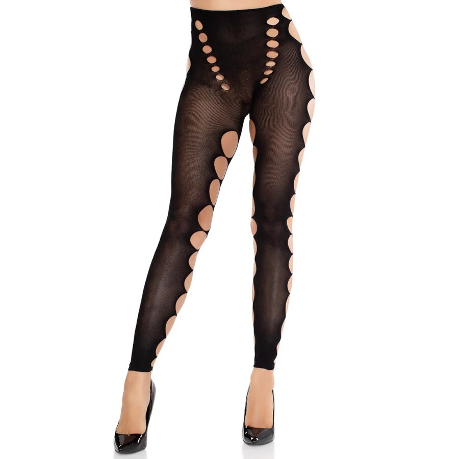LEG AVENUE – SEAMLESS OPAQUE STOCKINGS WITH CUTOUT AT THE FEET BLACK