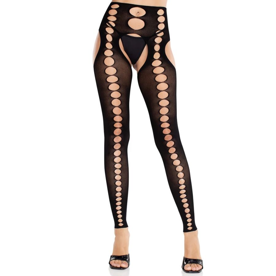 LEG AVENUE – STRAPLESS SEAMLESS OPAQUE STOCKINGS BLACK