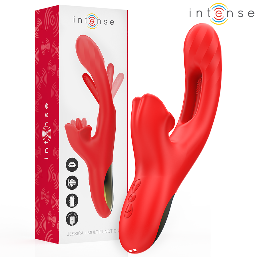 INTENSE – JESSICA MULTIFUNCTION VIBRATOR CLITORIS STIMULATION 24.8 CM RED