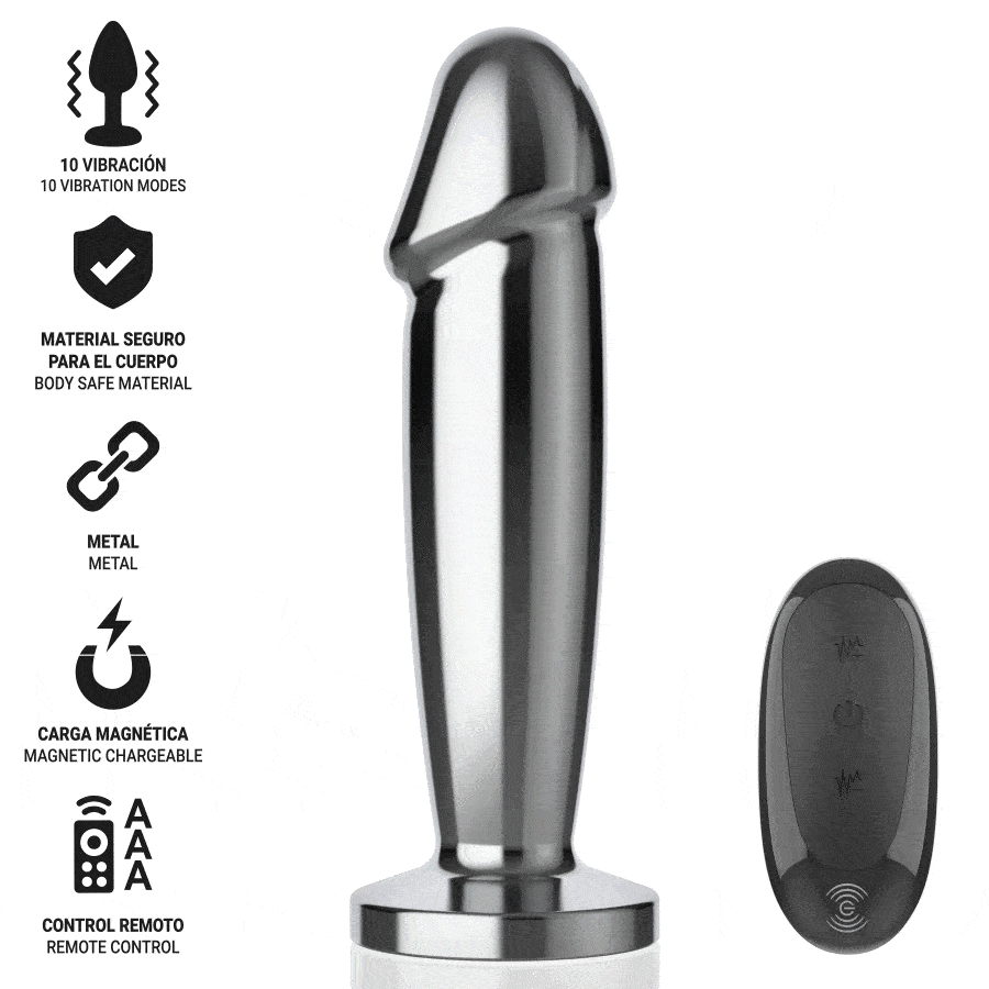 INTENSE – ANAL PLUG 10 VIBRATIONS METAL DILDO WITH REMOTE CONTROL M