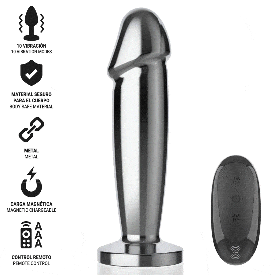 INTENSE – ANAL PLUG 10 VIBRATIONS METAL DILDO WITH REMOTE CONTROL S