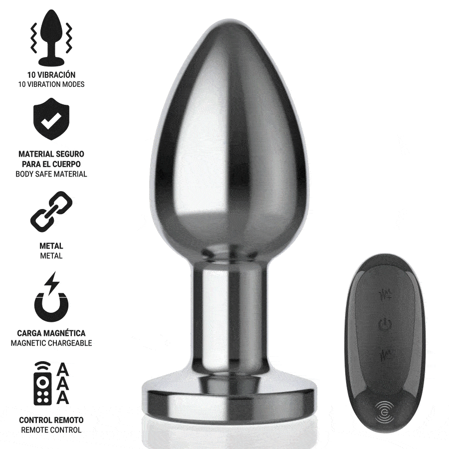 INTENSE – ANAL PLUG 10 VIBRATIONS METAL WITH REMOTE CONTROL L