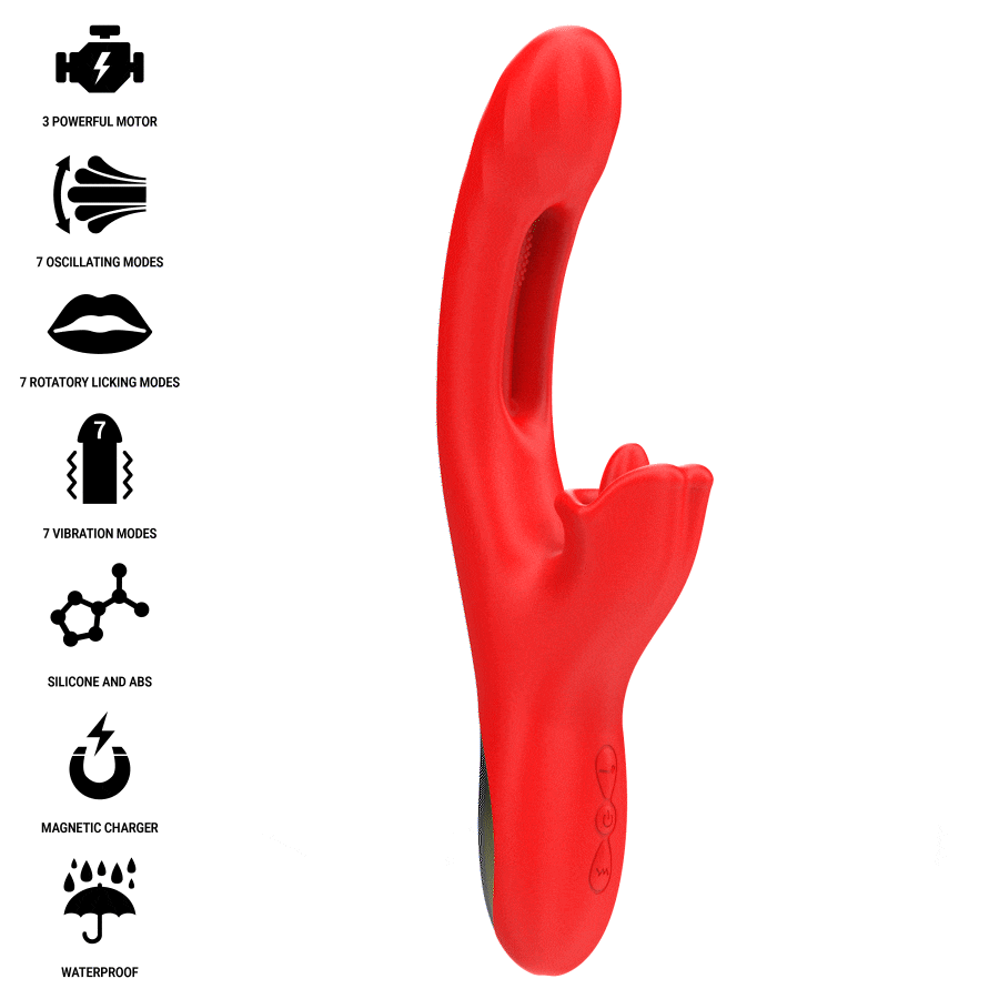 INTENSE – JESSICA MULTIFUNCTION VIBRATOR CLITORIS STIMULATION 24.8 CM RED