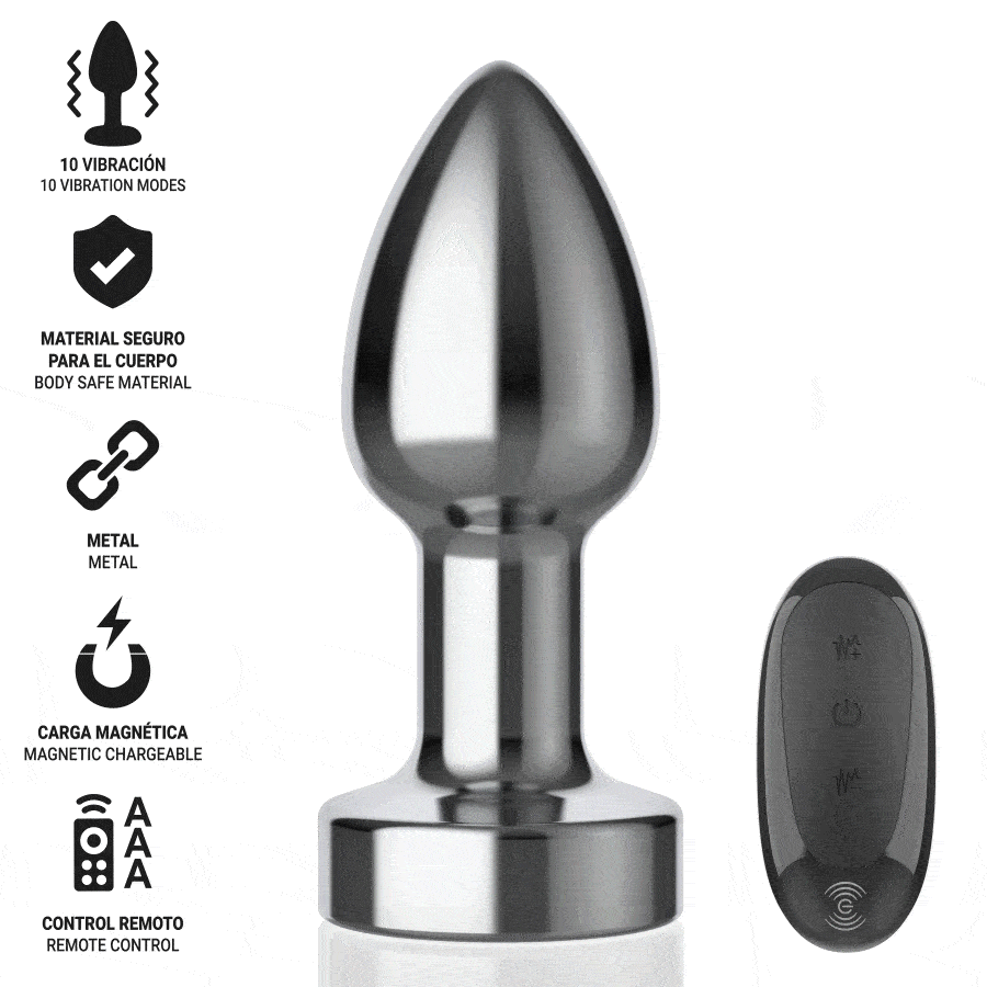 INTENSE – ANAL PLUG 10 VIBRATIONS METAL WITH REMOTE CONTROL S