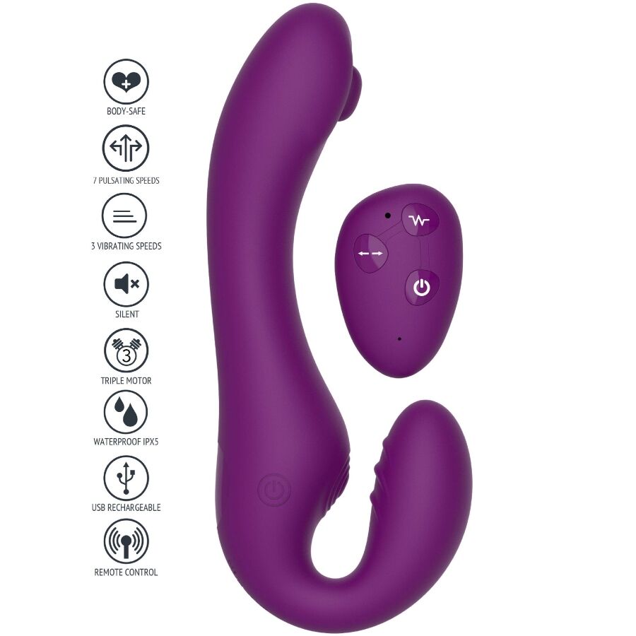 XOCOON – 2 IN 1 STRAPLESS STRAP-ON VIBRATOR WITH REMOTE CONTROL PURPLE