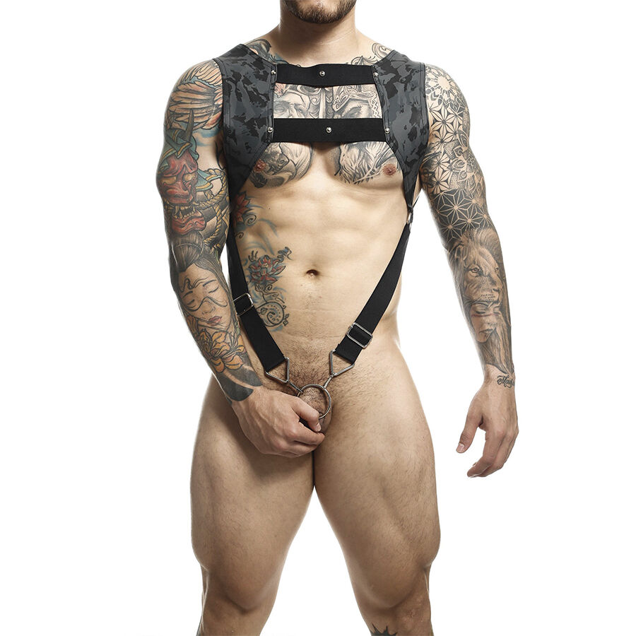 MOB – DNGEON HARNESS WITH SILVER PENIS RING ONE SIZE