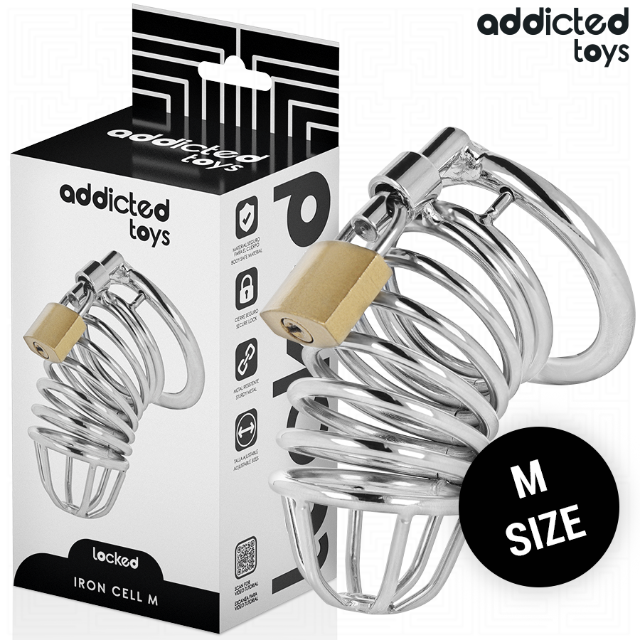 ADDICTED TOYS LOCKED – IRON CELL METAL PENIS CAGE SIZE M