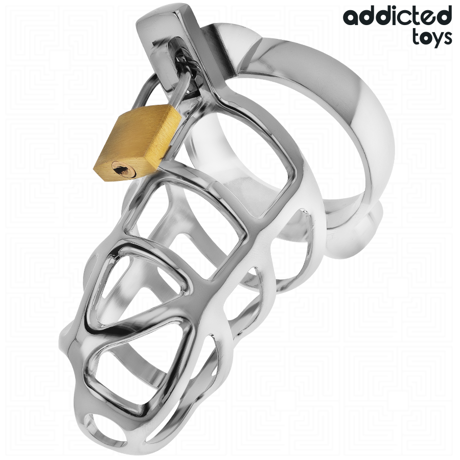 ADDICTED TOYS LOCKED – SILVER LOCK METAL PENIS CAGE SIZE S