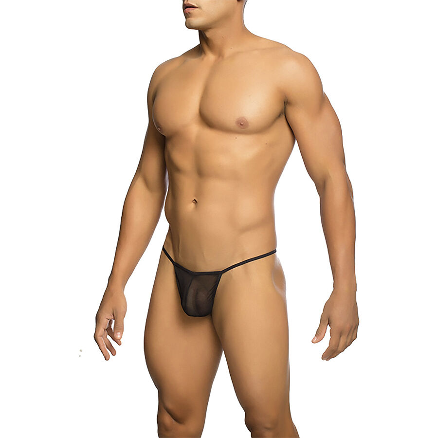MOB – TANGA TRANSPARENTE CON FORMA DE T NEGRO TALLA S/M
