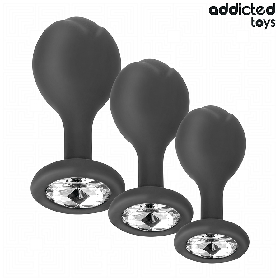 ADDICTED TOYS – SET OF 3 ANAL PLUG SILICONE WITH JEWEL
