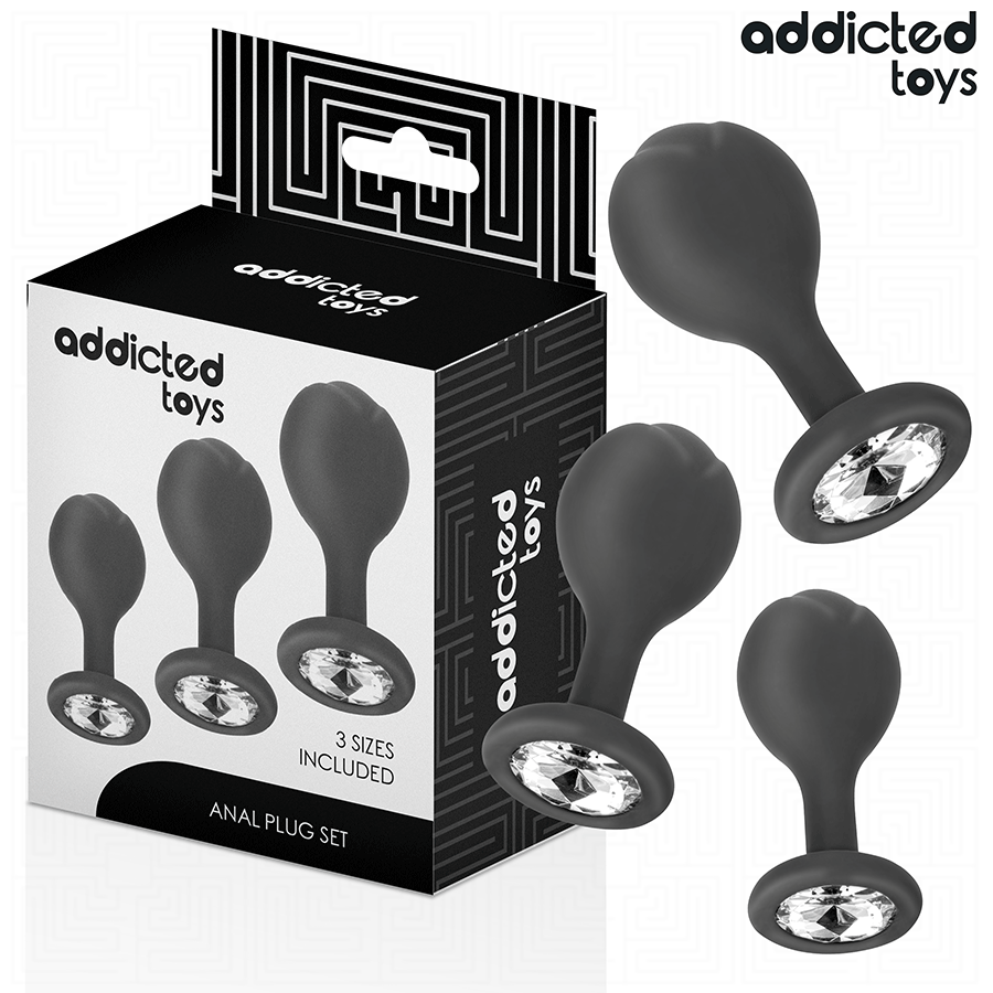 ADDICTED TOYS – SET OF 3 ANAL PLUG SILICONE WITH JEWEL