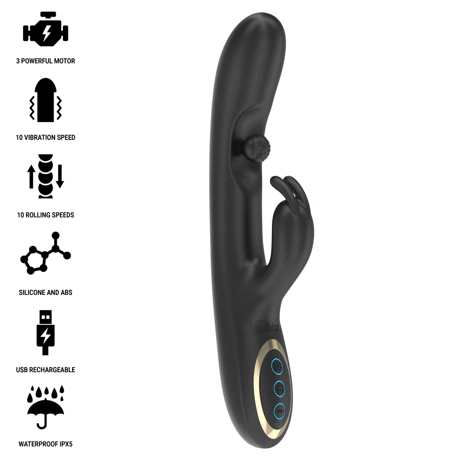 IBIZA – POWERFUL RABBIT VIBRATOR WITH MASSAGING ROLLING PEARL