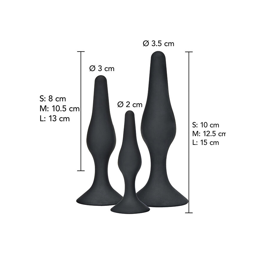 TOYJOY – ANAL PLAY CURVY COMPANIONS ANAL PLUG 3 PIECES BLACK