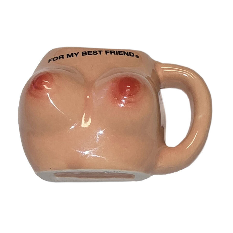 DIABLO PICANTE  BREAST MAGNET ON A CERAMIC MUG “FOR MY BEST FRIEND”