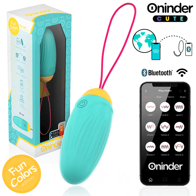 ONINDER CUTE – LOVE PLEASURE VIBRO-ROTATING SILICONE GEM EGG – FREE WORLDWIDE APP
