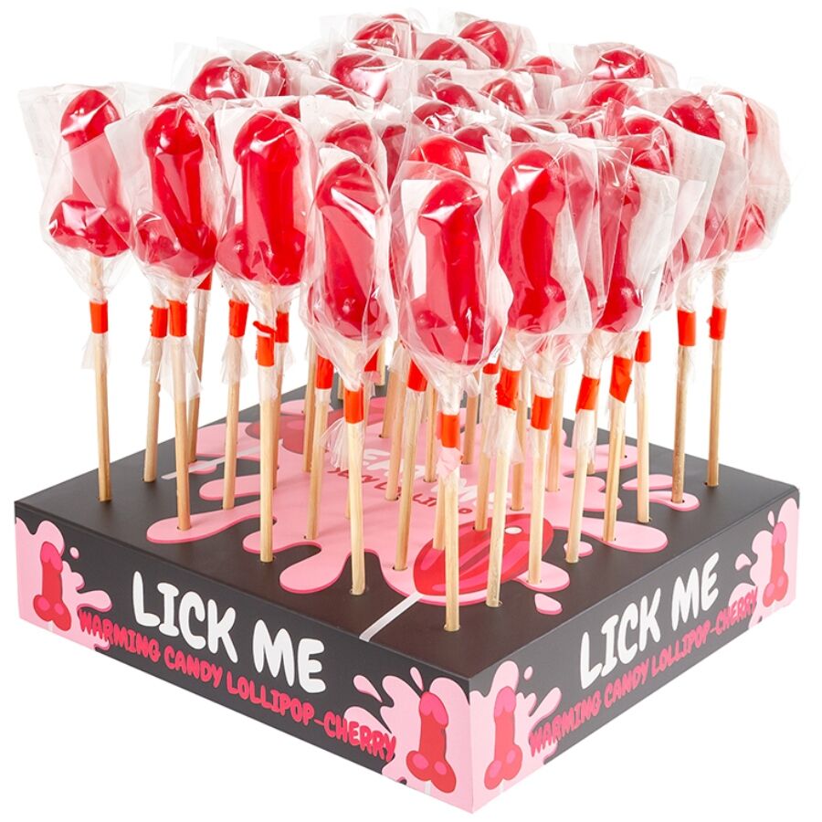 SECRETPLAY – CHERRY CANDY PENIS LOLLIPOP DISPLAY WITH SPICY HEAT EFFECT (40 UNITS)