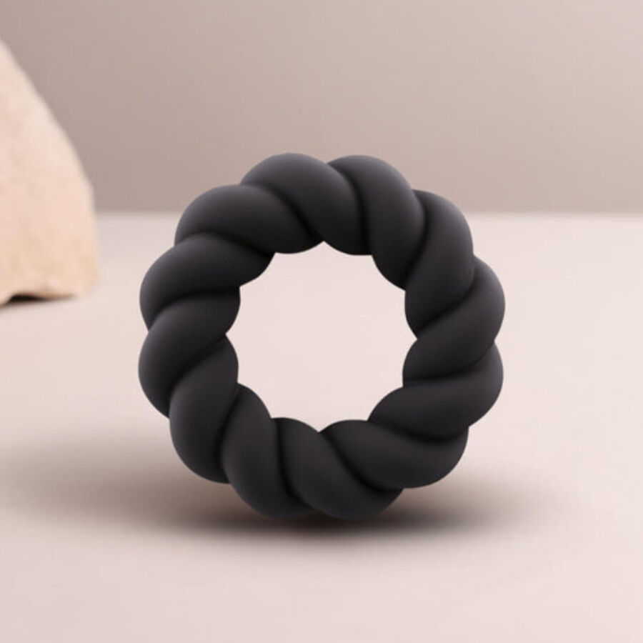 ROCKS-OFF – TWIST BLACK SILICONE MASTURBATOR RING