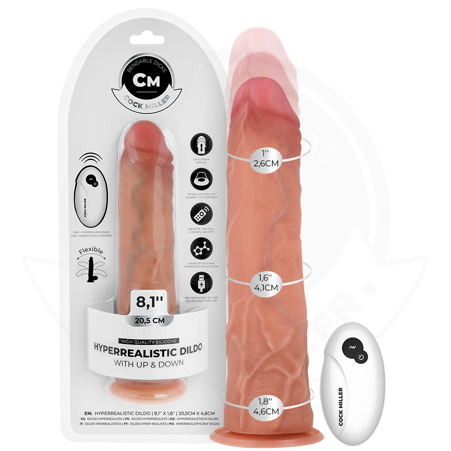 COCK MILLER – HYPER-REALISTIC DILDO WITH SUCTION CUP AND THRUSTING WITH REMOTE CONTROL 20.5 CM