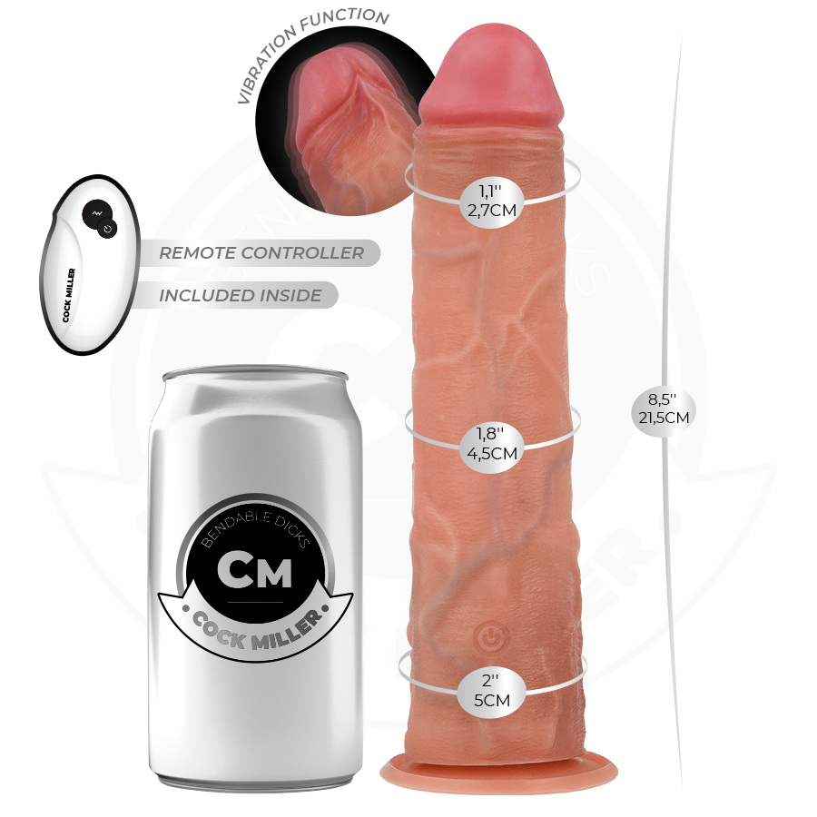 COCK MILLER - REALISTIC DILDO WITH SUCTION CUP AND VIBRATION WITH REMOTE CONTROL 21.5 CM - Image 4