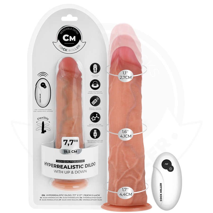 COCK MILLER – HYPER-REALISTIC DILDO WITH SUCTION CUP AND THRUSTING WITH REMOTE CONTROL 19.5 CM