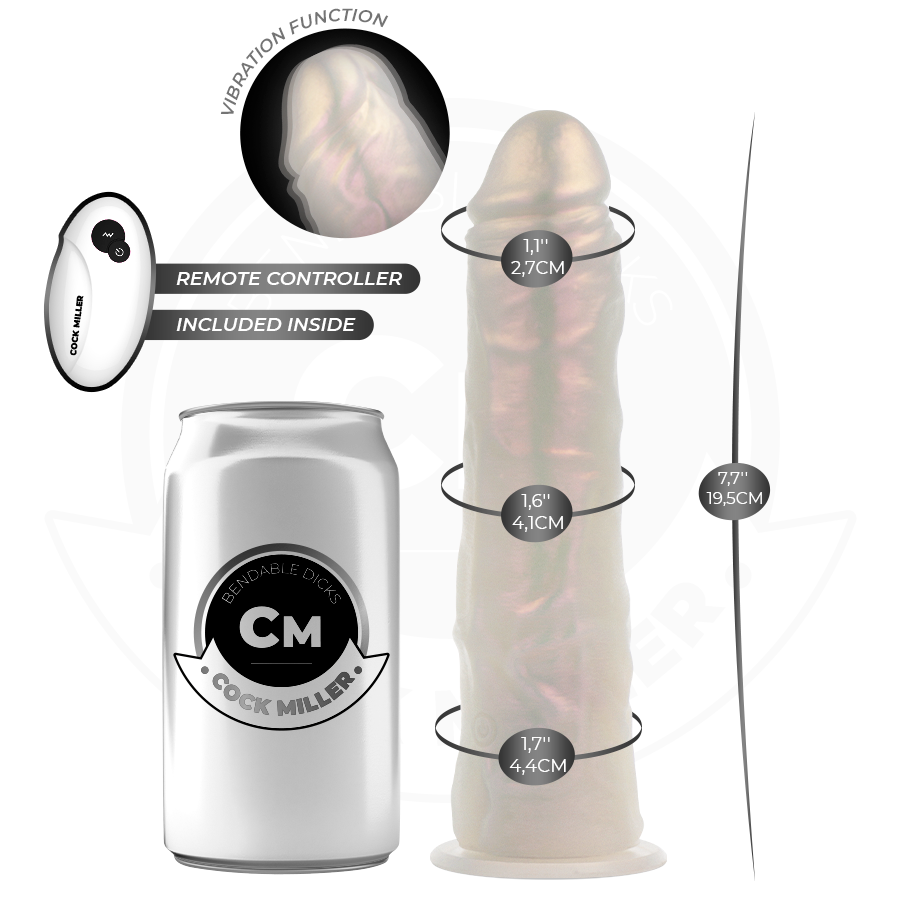 COCK MILLER - DILDO WITH SUCTION CUP, LIGHTS AND VIBRATION WITH REMOTE CONTROL WHITE 19.5 CM - Image 3