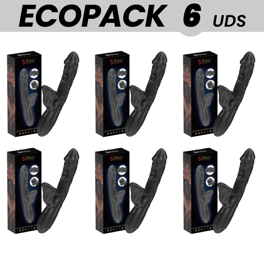 ECOPACKS 6 UNITS – IBIZA VIBRATOR AND CLITORIS STIMULATOR WITH BITING AND ROTATION EFFECT