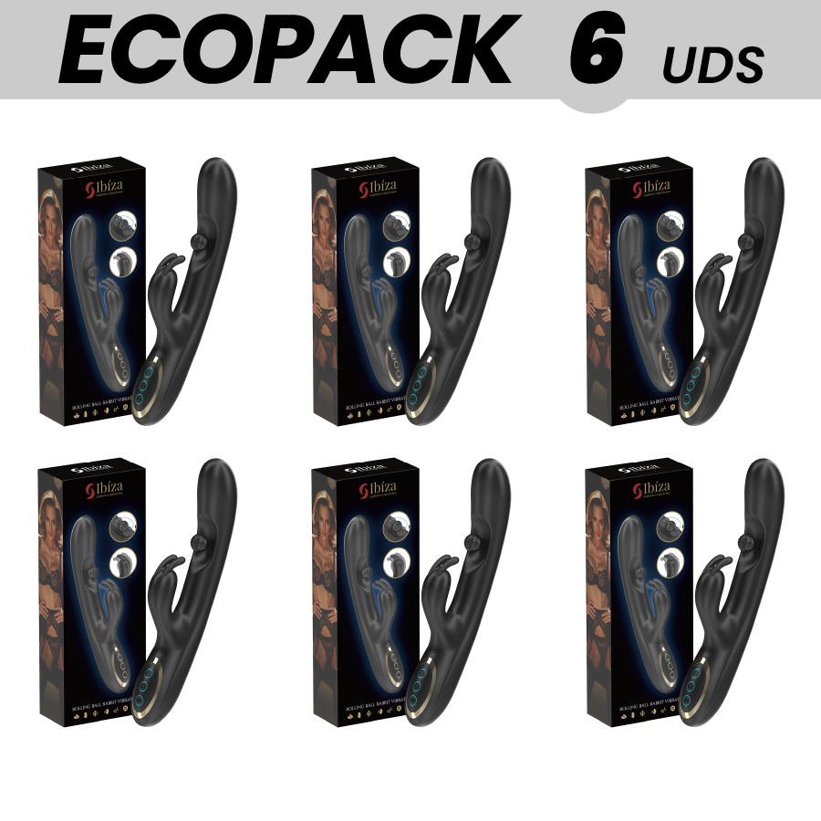 ECOPACKS 6 UNITS – IBIZA POWERFUL RABBIT VIBRATOR WITH MASSAGING ROLLING PEARL