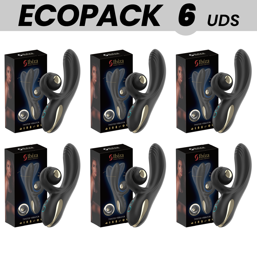 ECOPACKS 6 UNITS – IBIZA TWISTER VIBRATOR WITH CURVE STIMULATOR AND VIBRO-ROTATION