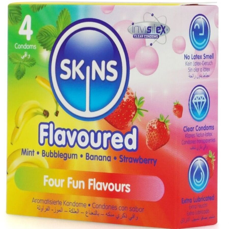 SKINS – MULTI FLAVORS PREMIUM CONDOMS PACK 4