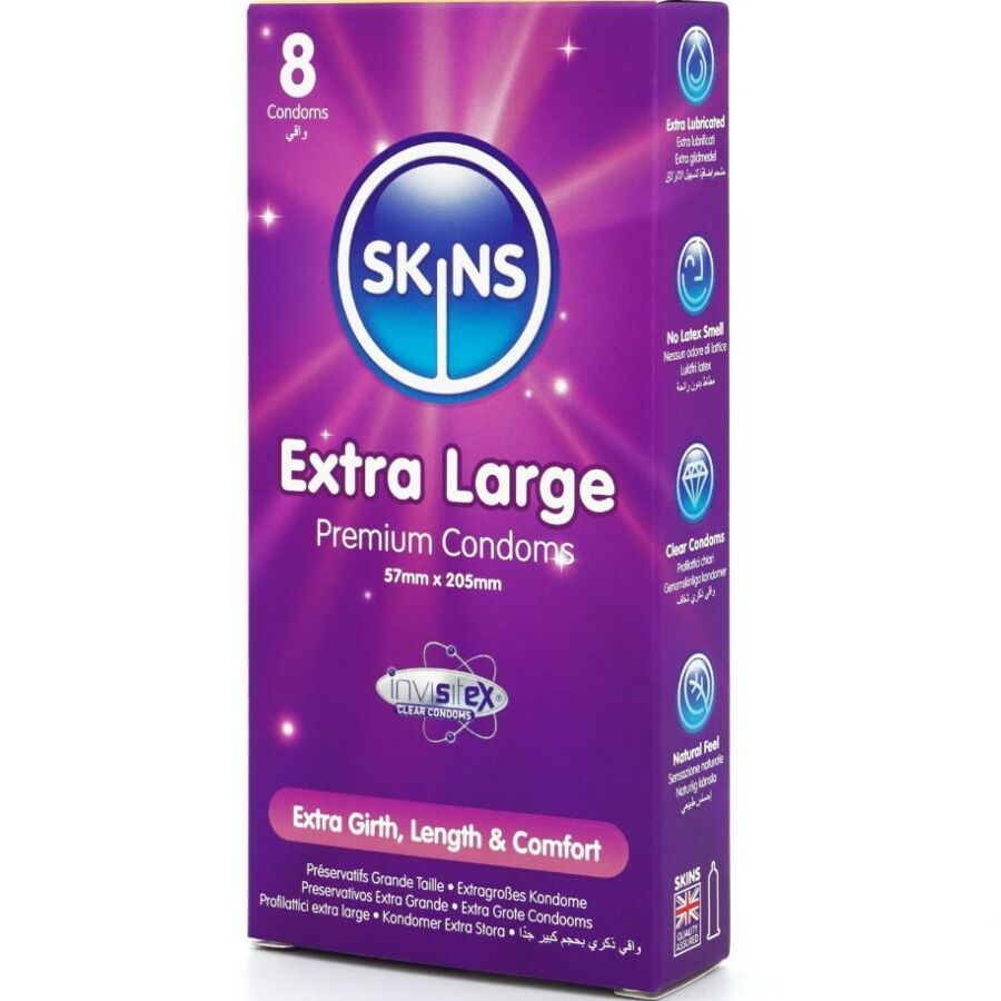 SKINS – EXTRA LARGE PREMIUM CONDOMS PACK 8